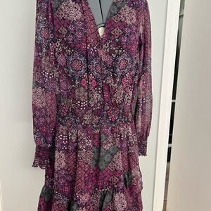 Elegant Purple Patterned Dress